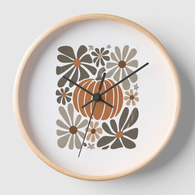 Reloj Temporada de calabaza de la Caída Floral Boho (Anverso)
