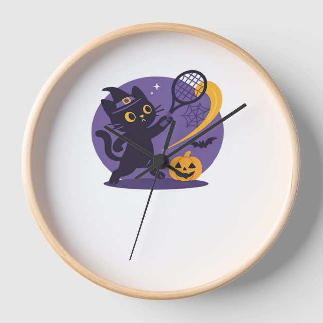 Reloj Tenis de gato negro sirve camiseta esencial (Anverso)