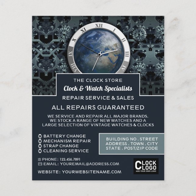 Reloj terrestre, publicidad de horóloga (Frente)