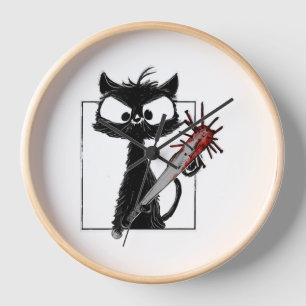 Reloj Terror de béisbol de gato negro de Halloween