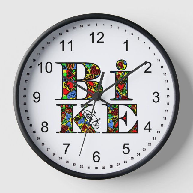 Reloj Texto de la bicicleta con relleno de corazón (Anverso)