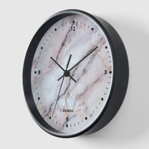 Reloj Textura realista de mármol blanco y rosa de oro