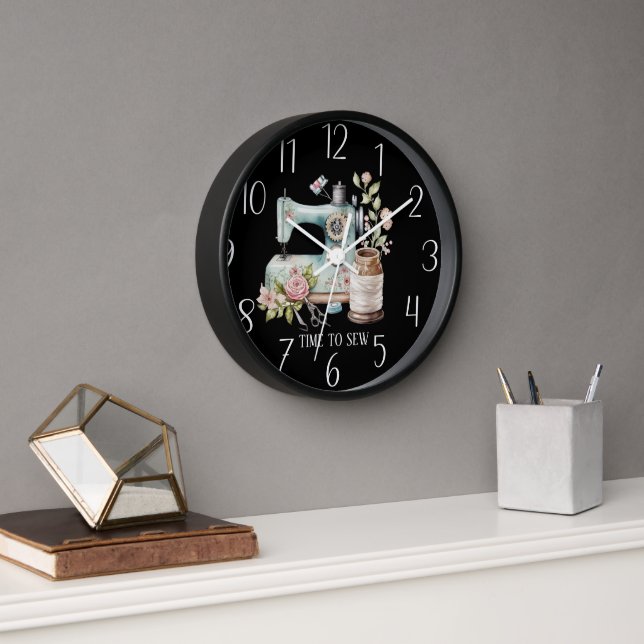 Reloj tiempo lindo coser añadir texto (Oficina)