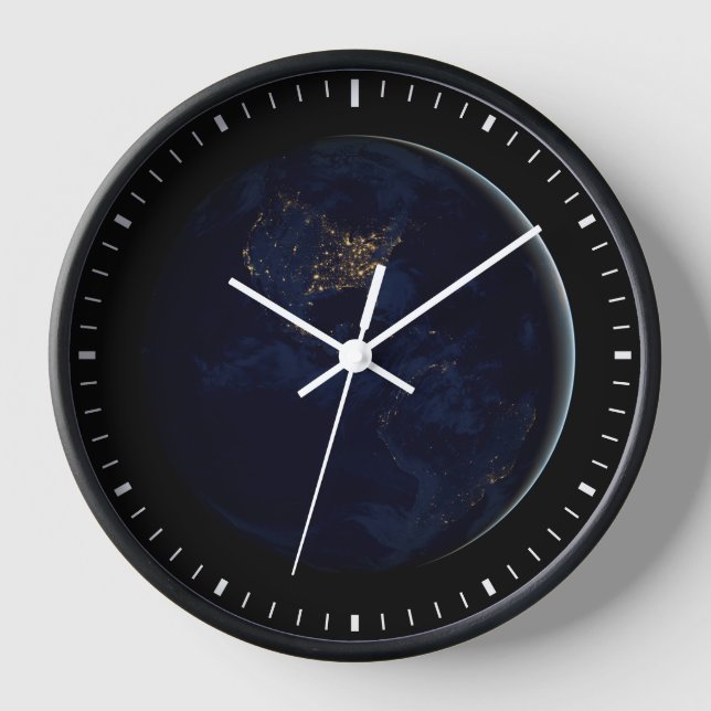 Reloj Tierra Completa De Noche Con Luces De Las Américas (Anverso)