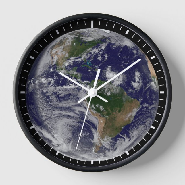 Reloj Tierra Plena Con Tormentas Tropicales En El Atlánt (Anverso)