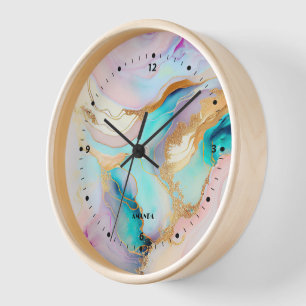Reloj Tinta de mármol pastel arte purpurina abstracto