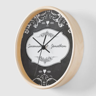 Reloj Tipografía de Pizarra en Bodas