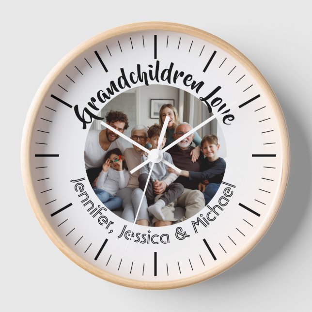 Reloj Tipografía fotográfica personalizada Nombres de ni (Anverso)