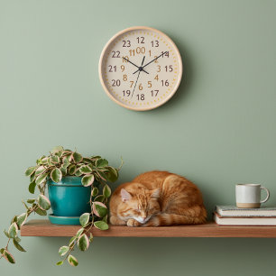 Reloj Todas las Horas Terroso Marco de Madera Natural De