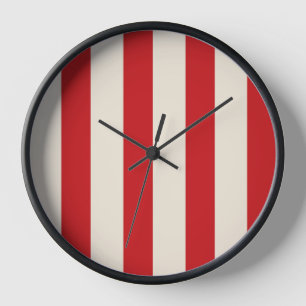 Reloj Toldo de circo clásico vintage rojo y rayas de cre
