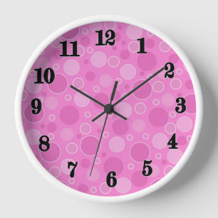 Reloj Tonos rosa lila con lunares en estilo retro sesent