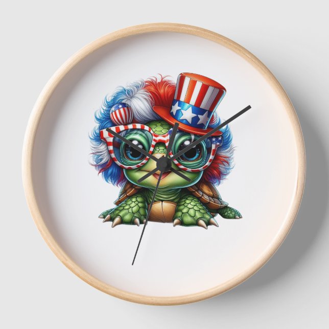 Reloj Tortuga divertida Patriótica Bandera de Estados Un (Anverso)