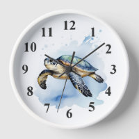 Tortuga marina cubana acuarela Océano Baño de anim