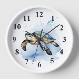 Reloj Tortuga marina cubana acuarela Océano Baño de anim