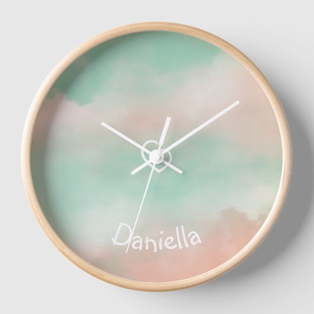 Reloj Turquesa pastel danés y rosa Rubor (Anverso)