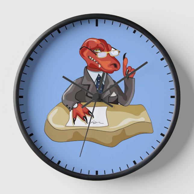 Reloj Tyrannosaurus Rex Jefe Sentado En Un Escritorio. 2 (Anverso)