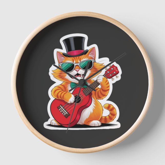 Reloj Ukulele Cat Serenade (Anverso)