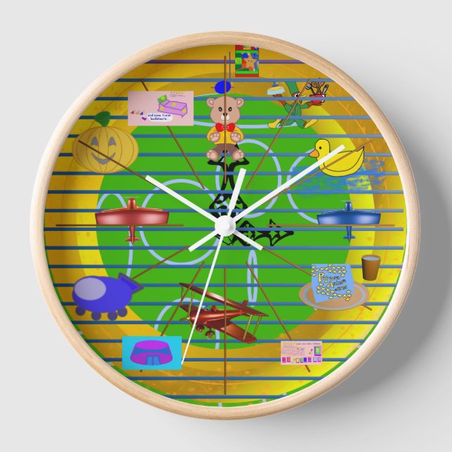 Reloj Un divertido avión azul de aviación roja sobre ani (Anverso)