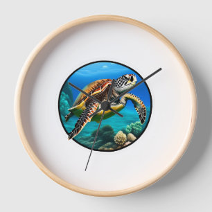 Reloj Una agradable tortuga marina nadando en el océano
