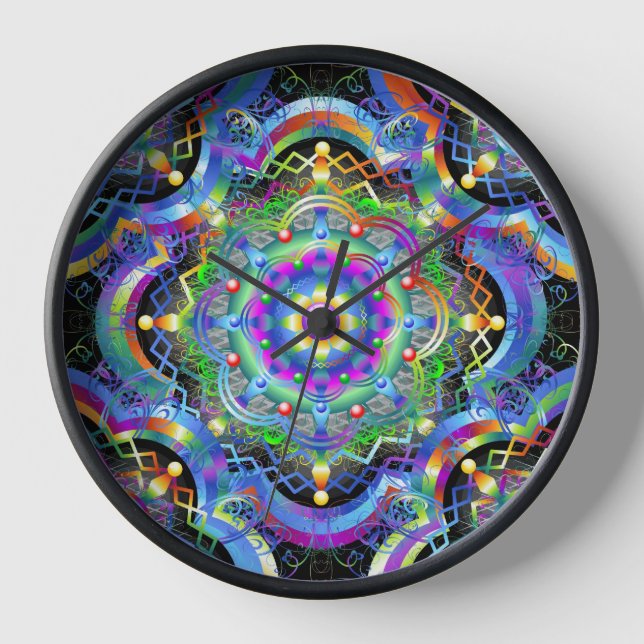 Reloj Universo Mandala Colores Psicodélicos (Anverso)