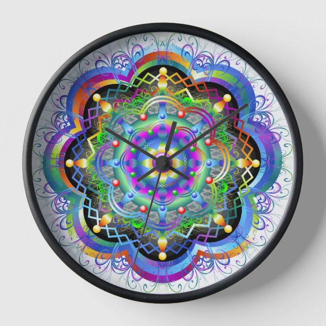 Reloj Universo Mandala Colores Psicodélicos (Anverso)