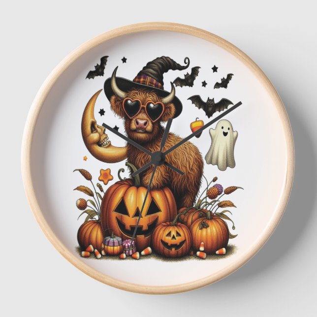 Reloj Vaca Highland en Halloween (Anverso)