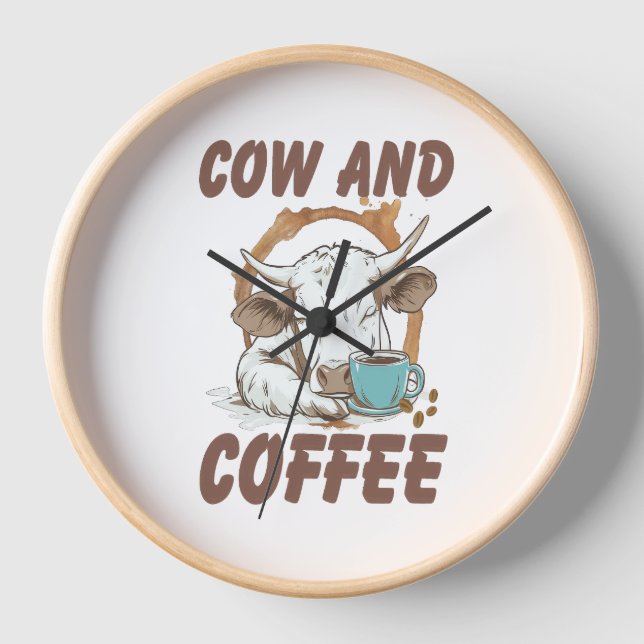 Reloj Vaca y café, divertida Chica occidental (Anverso)