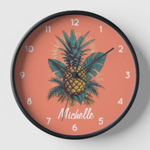 Reloj Vacaciones veraniegas de piña de época personaliza