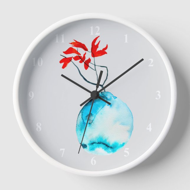 Reloj Vaso azul de color azul de Ikebana (Anverso)
