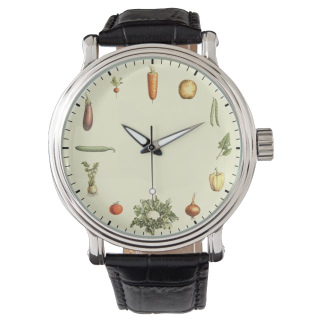 Reloj vegetal - Vegetales saludables Arte vintage (Anverso)