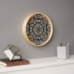 Reloj Verde azulado azul ocre marrón Hip Bohemian Motif<br><div class="desc">Hermoso diseño contemporáneo de mosaicos de batik amarillo beige y ocre azul verde azulado. Motivos decorativos disponibles sobre una variedad de productos elegantes y accesorios y acentos de decoración casera a juego. Un diseño original para el decorador o para los amantes de la decoración de su dormitorio principal o infantil,...</div>