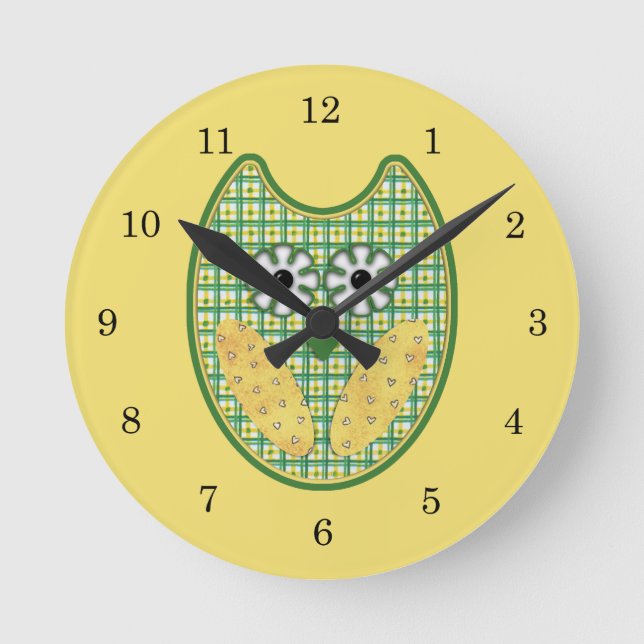 Reloj verde y amarillo del búho (Anverso)
