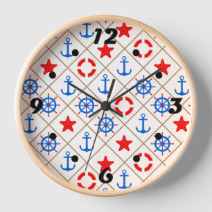 Reloj Viaje en barco . azul , rojo, marinero , ancla