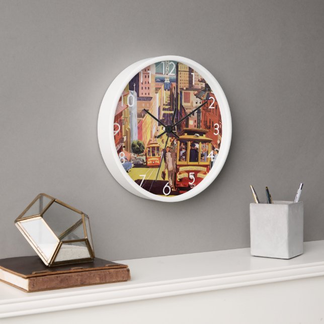 Reloj Viajes de época Poster de San Francisco Cable Carr (Oficina)