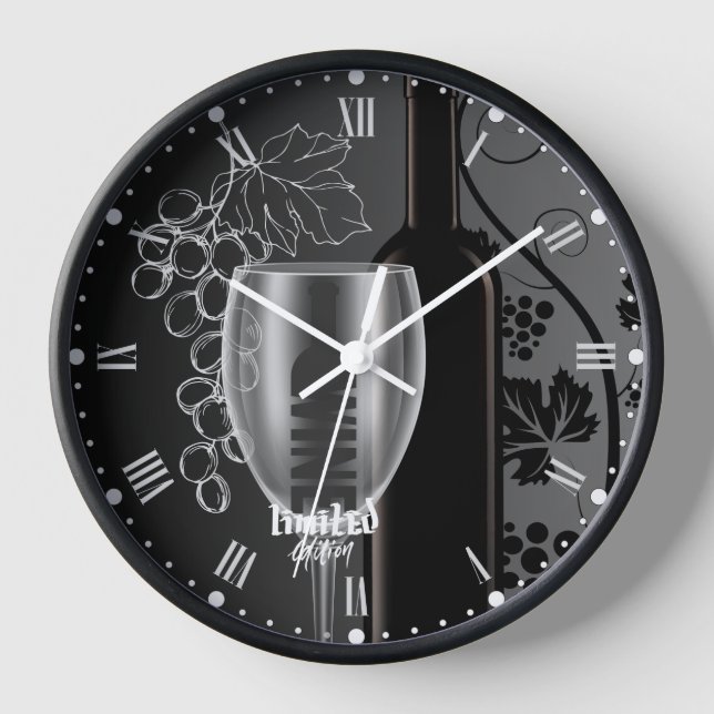 Reloj Vino en blanco y negro (Anverso)