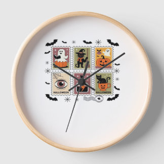 Reloj Vintage Halloween Cat Postage Stamp Collection T-s
