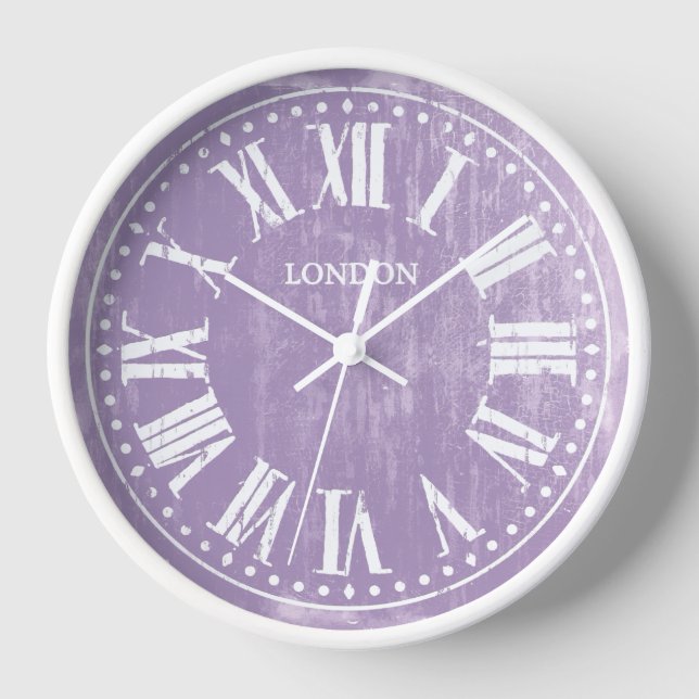 Reloj vintage Numeración romana Lavanda Blanco (Anverso)