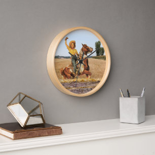 Reloj Vintage Western Cowgirl Sobre La Onda De Caballos