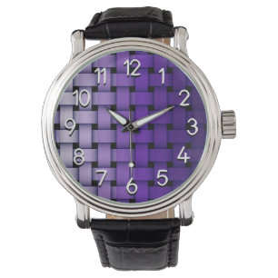 Reloj violeta con correa de cuero vintage