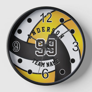 Reloj Voleibol amarillo dorado, negro y blanco