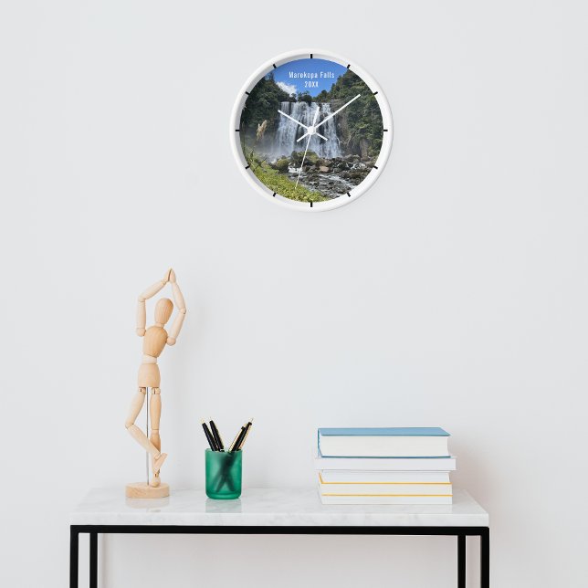 Reloj Waikato Marokopa, Nueva Zelanda, pierde memoria de (New Zealand Waikato Marokopa Falls Vacation Memory Clock White)