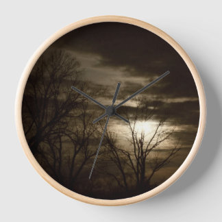 Reloj Wall Clock, 10" Round Natural Wood Frame 