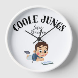 Reloj Wanduhr "Coole Jungs lesen Bücher"