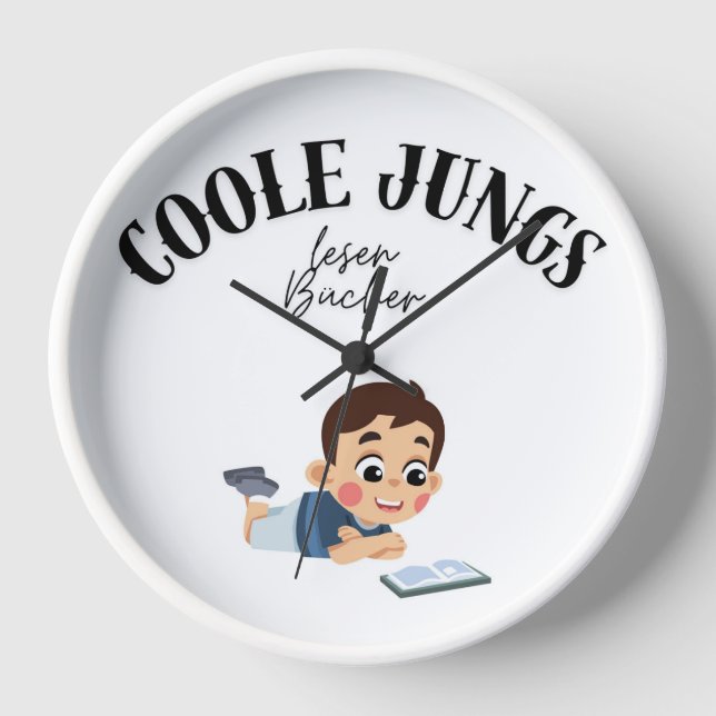 Reloj Wanduhr "Coole Jungs lesen Bücher" (Anverso)