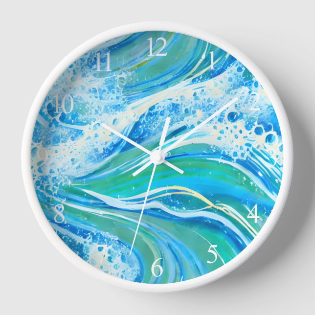 Reloj Waves marinas del océano de agua azul (Anverso)