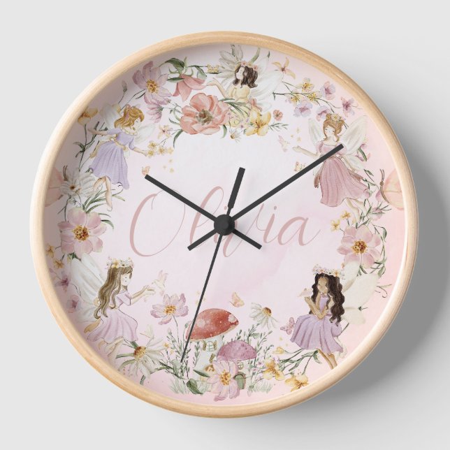 Reloj Whimsical Cute Fairy Wildflower Garden Meadow (Anverso)