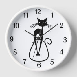 Reloj Whimsical Skinny Black Cat Números negros