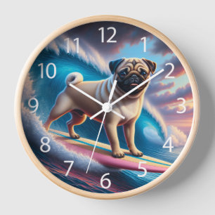Reloj Whimsical Surfing Pug