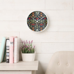 Reloj William Morris Flores Foliage Rojo amarillo verde