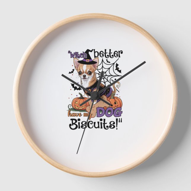 Reloj Witch better have my Dog Biscuits Cute Halloween C (Anverso)